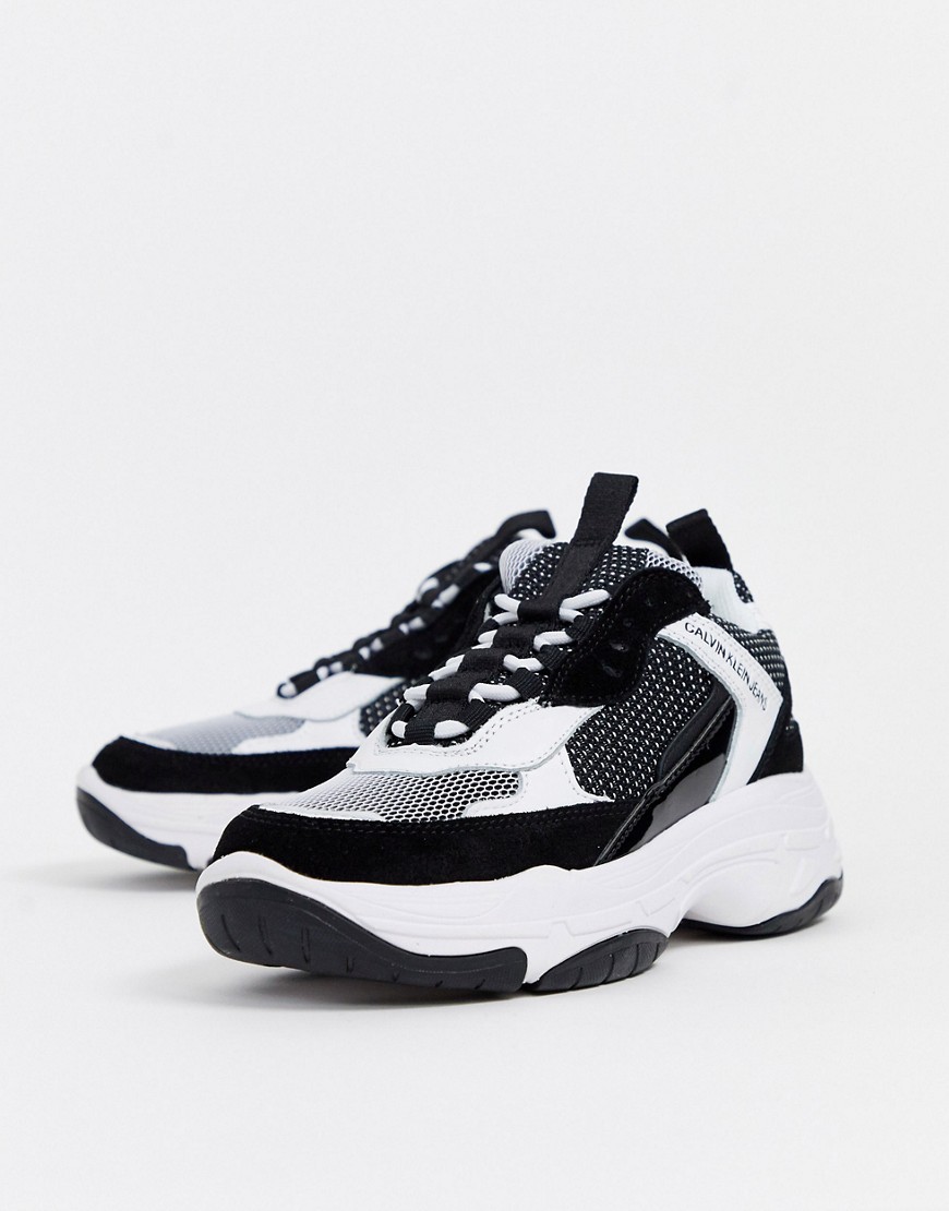 Calvin Klein Maya chunky trainers in black and white-Multi