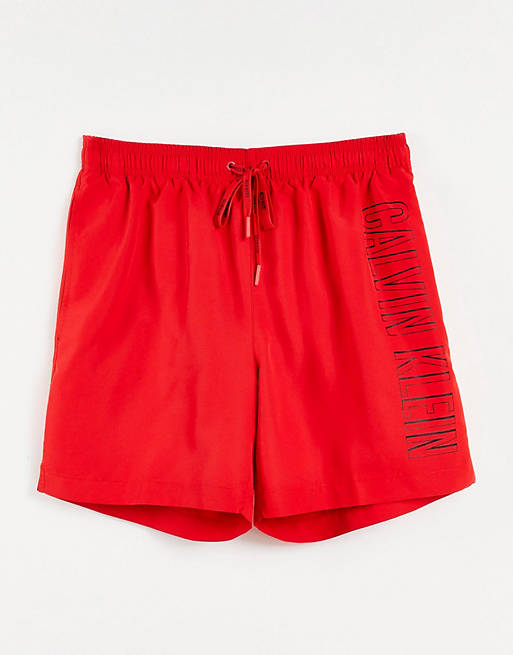 Calvin Klein medium drawstring swim shorts in flame scarlet