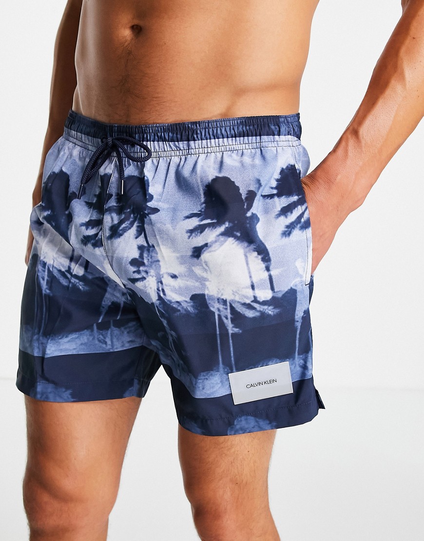 Calvin Klein medium drawstring swim shorts in hurricane blue