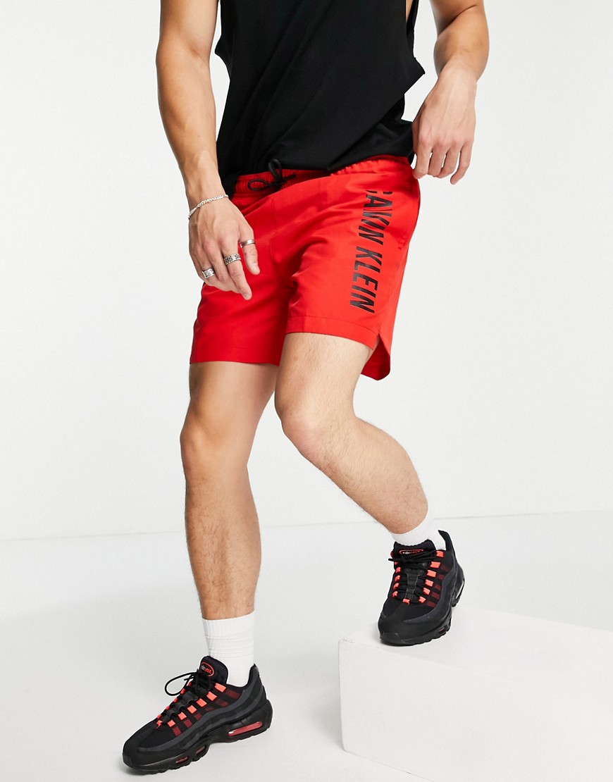 Calvin Klein medium drawstring swim shorts in red