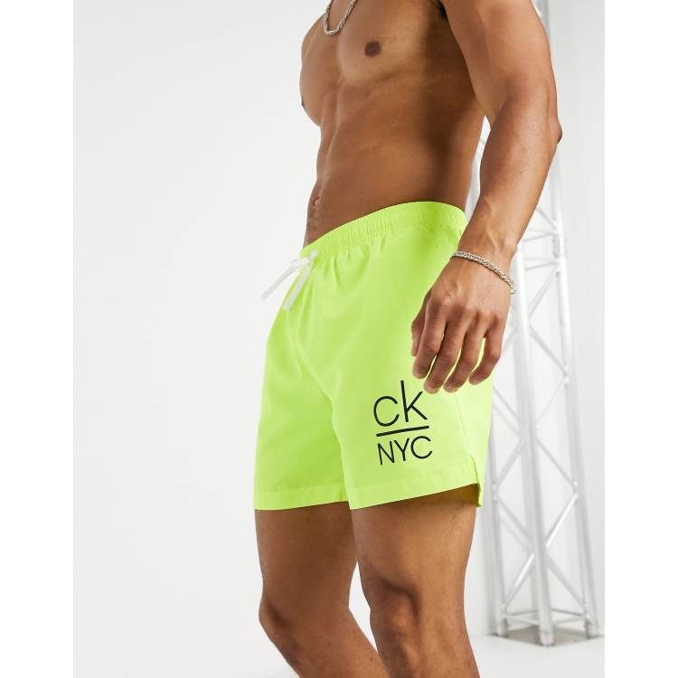 Yellow calvin klein swim shorts new arrivals