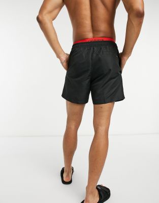 double waistband swim shorts