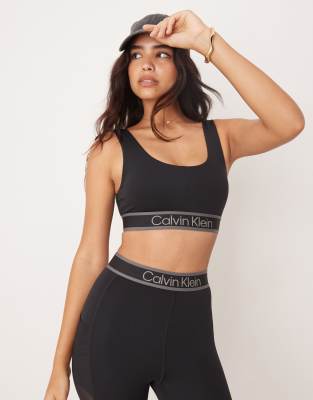 Calvin Klein medium support sports bra in black beauty