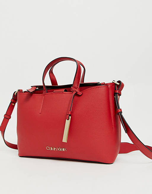 Calvin Klein medium tote bag in red | ASOS