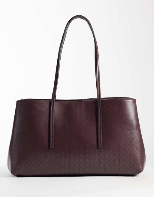 Calvin Klein medium tote with emblem print in fudge brown, 4 of 4