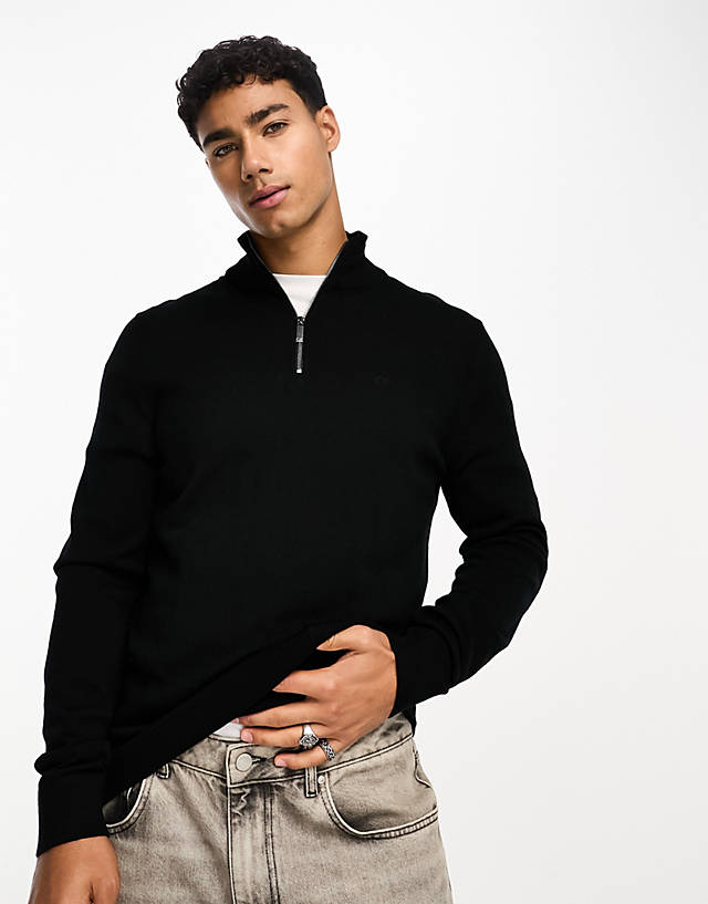 Calvin Klein - merino 1/4 zip jumper in black