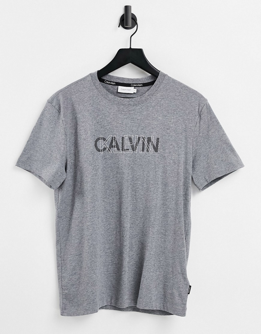 Calvin Klein mesh logo t-shirt in gray heather-Grey