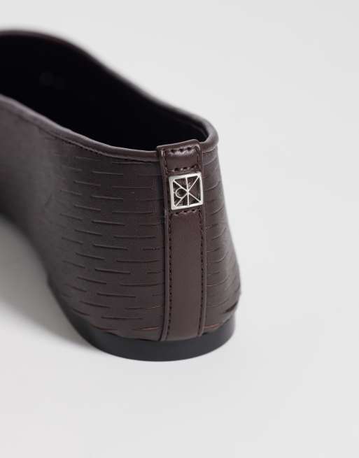 Calvin Klein mesh textured ballet flats in dark brown, 4 of 4