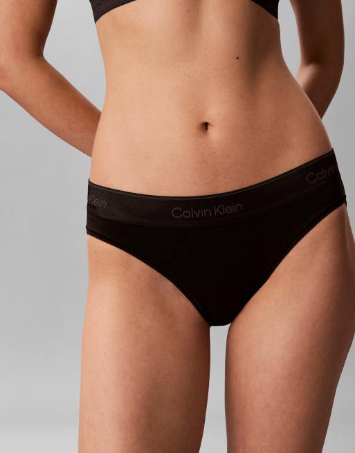 Calvin Klein Metallic bikini briefs - icon cotton modal in black, 5 of 5