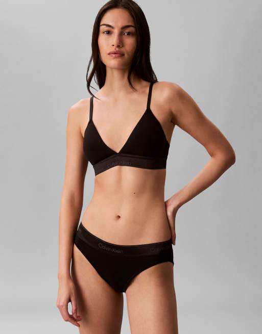 Calvin Klein metallische Bikinihose - Icon aus Baumwoll-Modal in Schwarz, 3 von 5