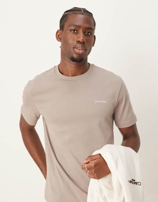 Calvin Klein micro logo interlock t shirt in beige ASOS