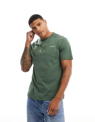 Calvin Klein Calvin Klein micro logo interlock t-shirt in dark grey-Green