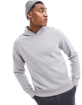 Calvin Klein micro logo repreve hoodie in silver sconce - ASOS Price Checker