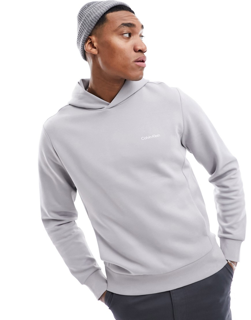 Calvin Klein micro logo repreve hoodie in silver sconce-Grey