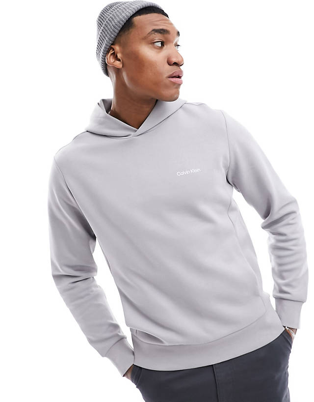 Calvin Klein - micro logo repreve hoodie in silver sconce
