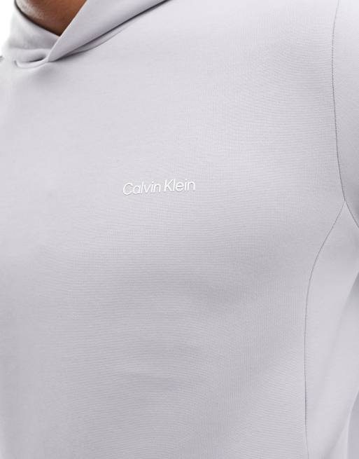 Calvin Klein micro logo repreve hoodie in silver sconce, 3 of 4