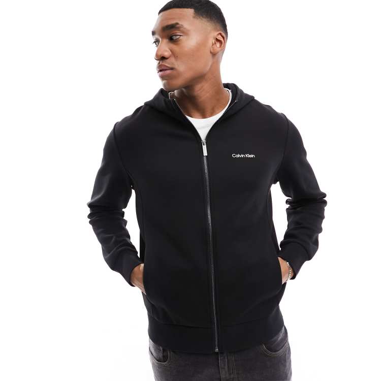 Calvin Klein micro logo repreve hoodie jacket in black ASOS