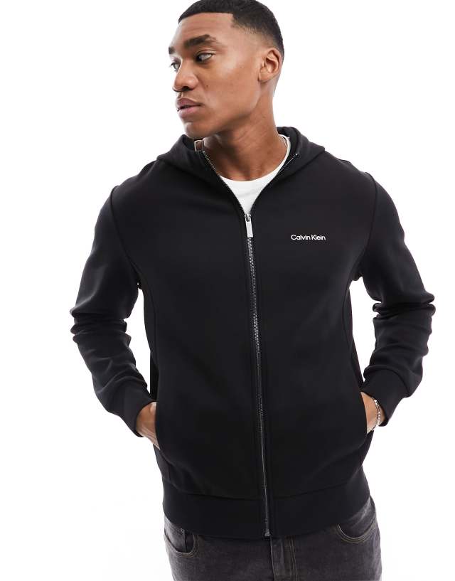 Calvin Klein - micro logo repreve hoodie jacket in black