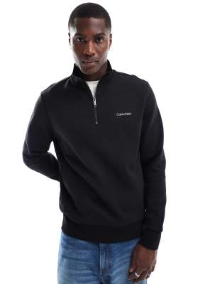 micro logo repreve quarter zip sweatshirt in black