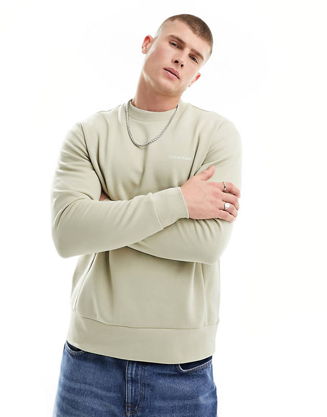 Calvin Klein - micro logo repreve sweatshirt in cream
