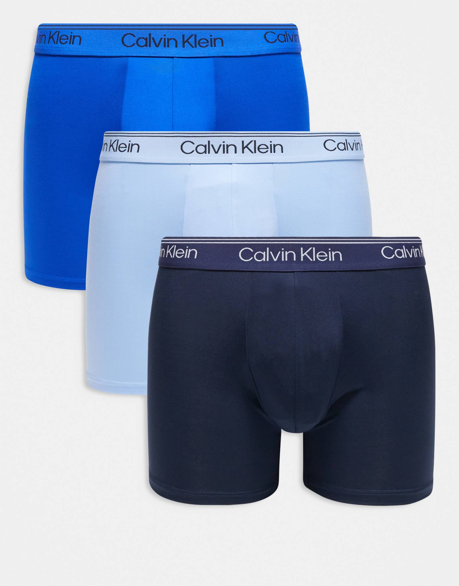 Трусы-боксеры Calvin Klein Micro Stretch из 3-х комплектов серого/кобальтового/светло-голубого цвета