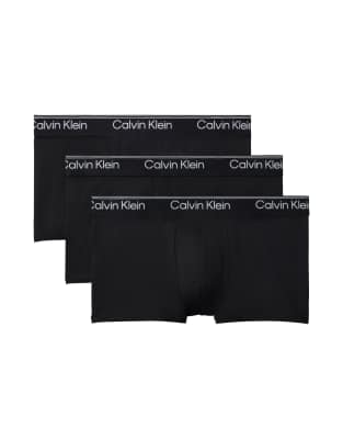 Calvin Klein Calvin Klein Micro Stretch 3 pack low rise trunks in black-Multi