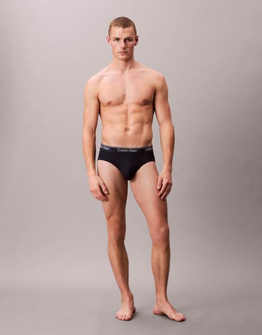 Calvin Klein – Micro Stretch – 3er-Pack hüfthohe Slips in Marineblau/Kobaltblau/Hellblau, 2 von 3