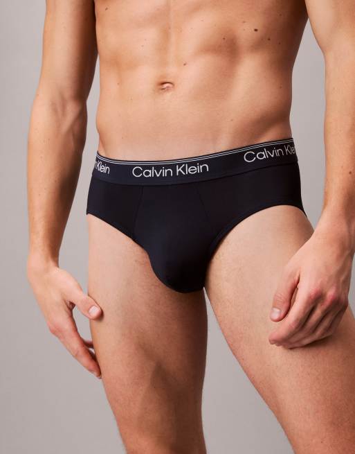 Calvin Klein – Micro Stretch – 3er-Pack hüfthohe Slips in Marineblau/Kobaltblau/Hellblau, 3 von 3