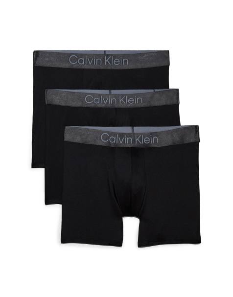 Calvin Klein – Micro Stretch – Svarta boxershorts med metalliskt midjeband, 3-pack - view 1