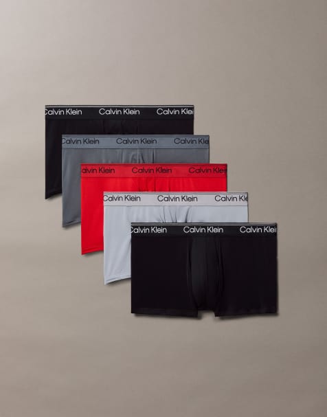 Calvin Klein – Micro Stretch – Svarta/röda/grå trunks med låg midja, 5-pack - view 1