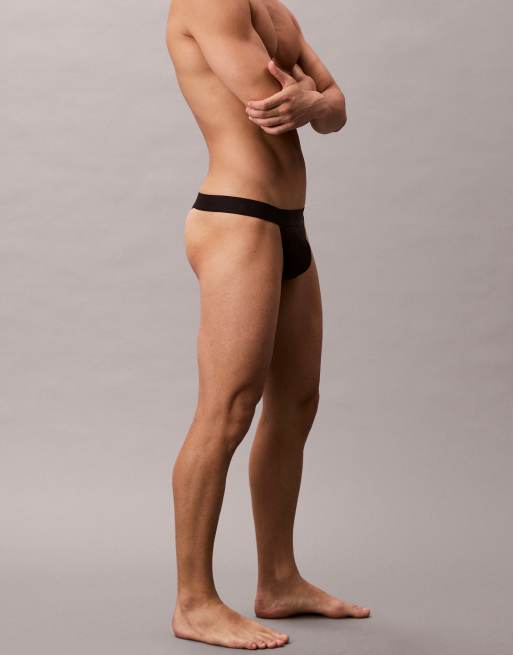 Calvin Klein Microfiber Lace thong in black, 2 of 3