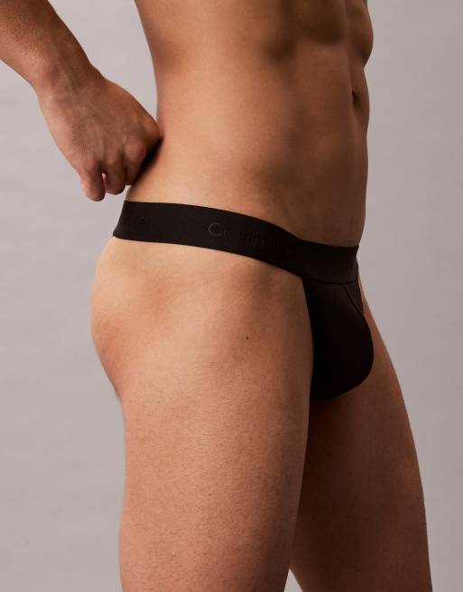Calvin Klein Microfiber Lace thong in black, 3 of 3