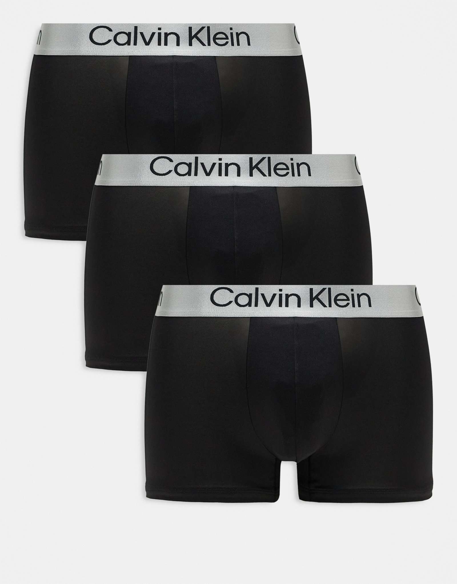Трусы-боксеры Calvin Klein из микрофибры стрейч 3 шт. черного цвета с серым поясом