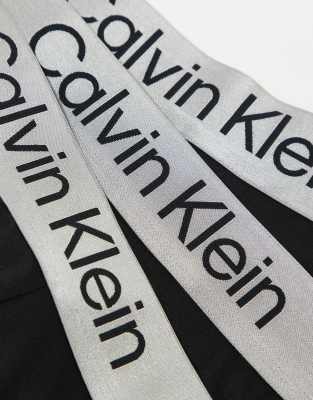 Calvin Klein Microfiber Stretch 3 Pack Boxer Briefs In Black