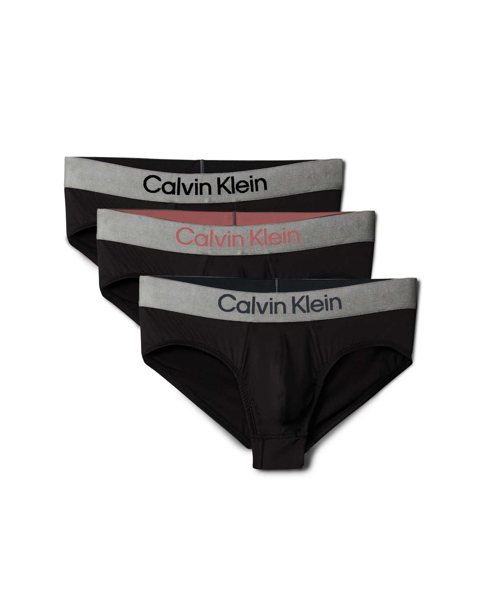 Трусы Calvin Klein из микрофибры стрейч 3 шт. черного цвета с серым поясом