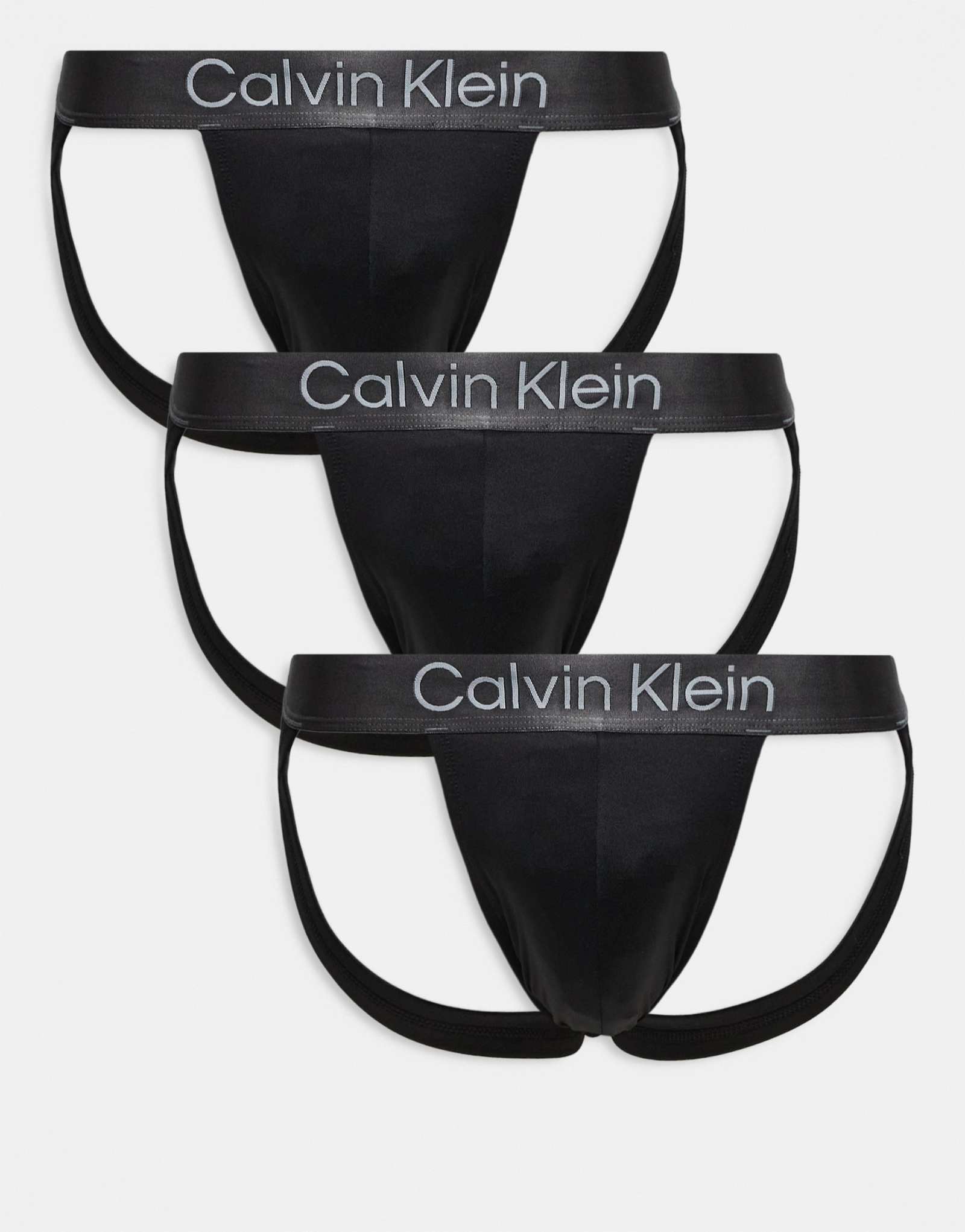 Эластичные бретельки из микрофибры Calvin Klein, 3 штуки, черного цвета с серым поясом