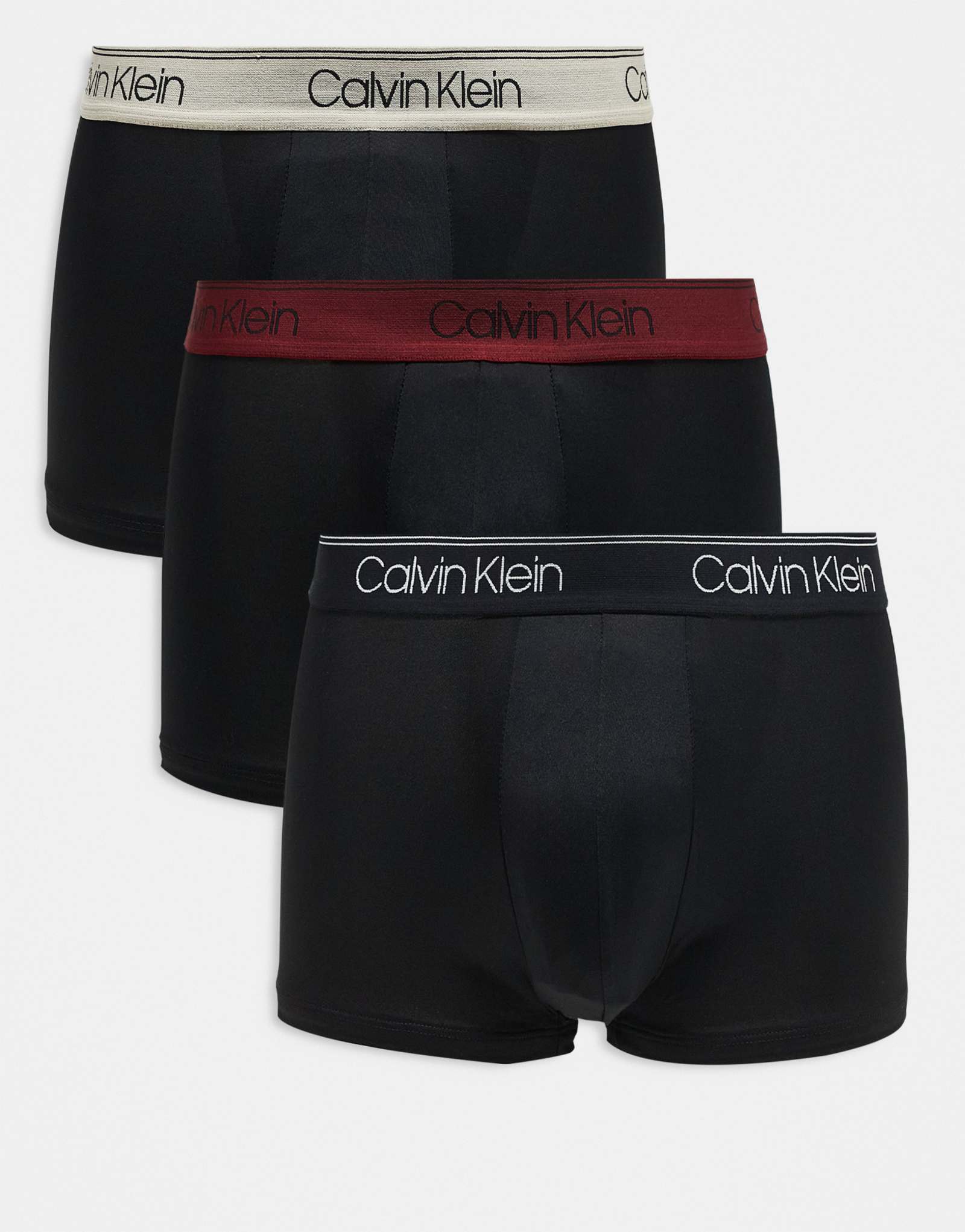 Кофта Calvin Klein Microfiber Stretch из 3-х упаковок с низкой посадкой и цветным поясом черного цвета
