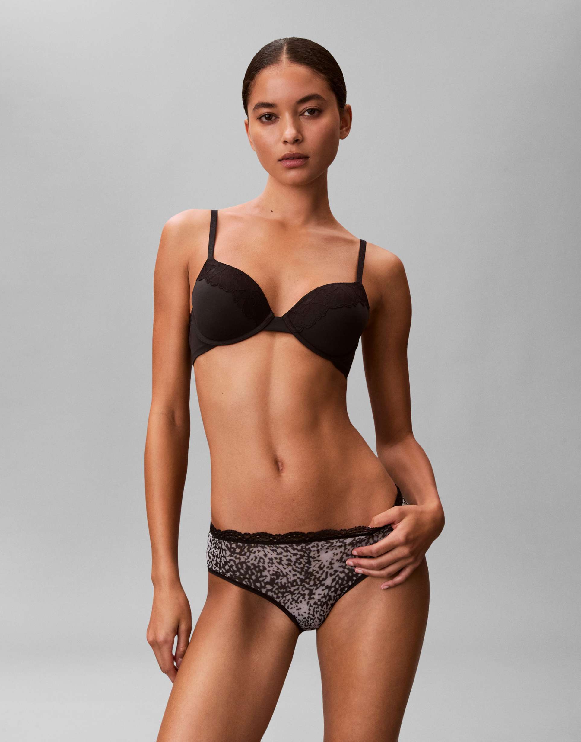 calvin klein microfiber stretch hipster briefs in black animal print