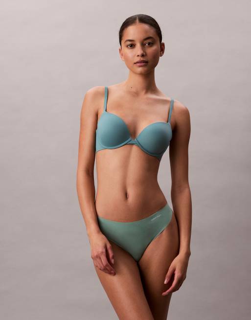 Calvin Klein microfibre invisibles 5 pack lingerie thong in beige/black/mint, 3 of 4