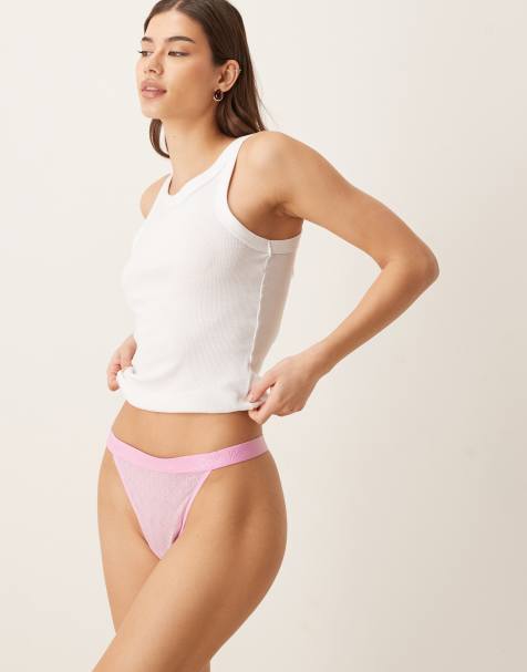 Calvin Klein Microfibre Lace thong in candy pink - view 1