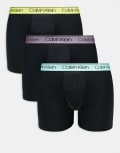 [Calvin Klein] Calvin Klein microfibre stretch 3 pack boxer briefs in black with mint/blue/yellow waistband 52 B- BEAU BL, F MAUVE