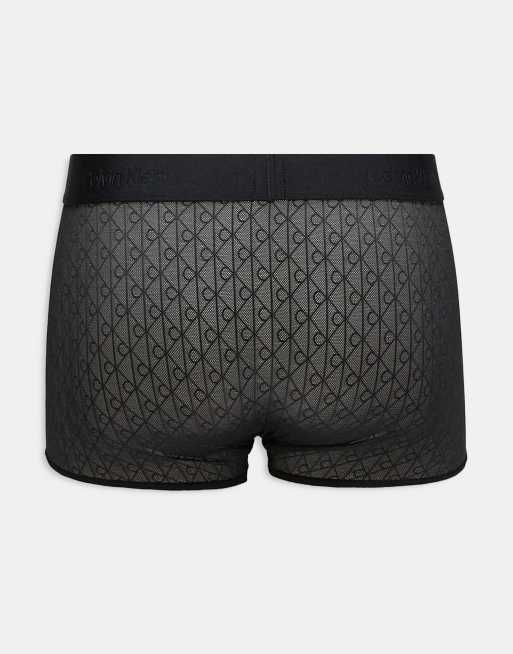 Calvin Klein - Microvezel boxershort van kant met lage taille en embleemprint in zwart, 3 van 3