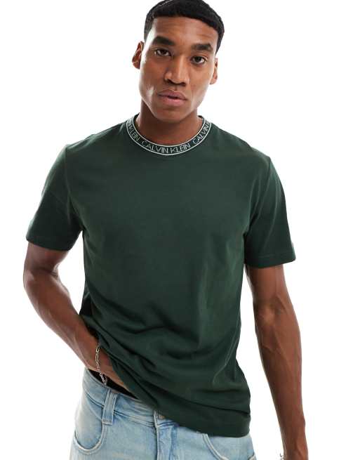 Calvin Klein - Midnatsgrøn løbe-T-shirt med logo - Kun hos ASOS
