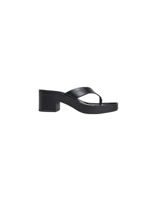  Milana - leather heeled thong sandals in triple black