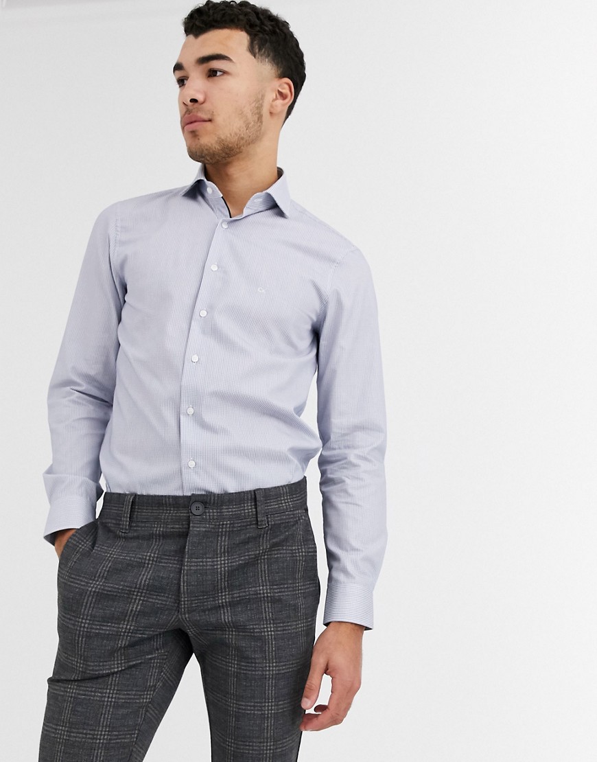 Calvin Klein mini check fitted shirt-Navy