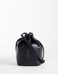 Calvin Klein mini crossbody bucket bag with bold logo in black