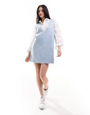 Calvin Klein Sequin Denim Mini Dress in denim - ASOS Price Checker