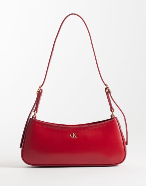 Calvin Klein Mini-Umhängetasche mit goldfarbenen Details in leuchtendem Rot - view 1