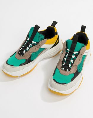 calvin klein mint multi maya mesh and suede fashion trainers