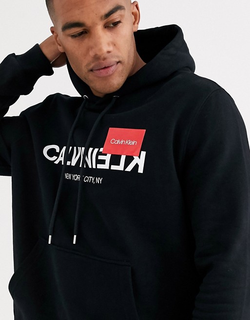 Calvin Klein mirror logo hoodie in black